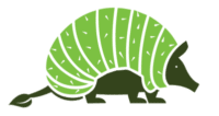 a green armadillo with black background