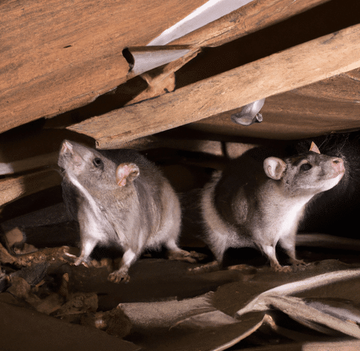 two roof rats standing in the attic