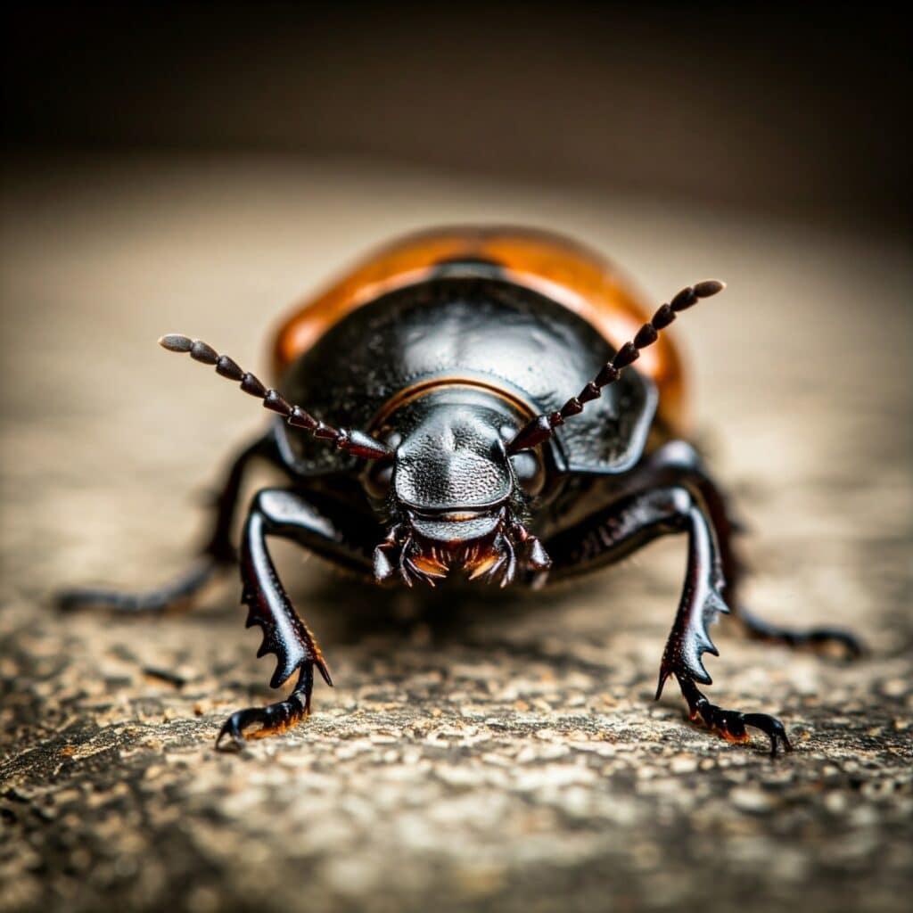 close-up of a beetle on a stone