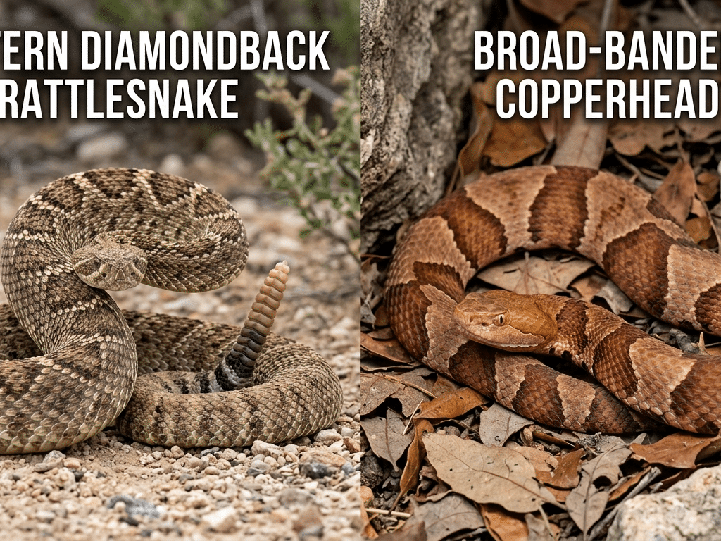 western diamondback and broadbanded copperhead