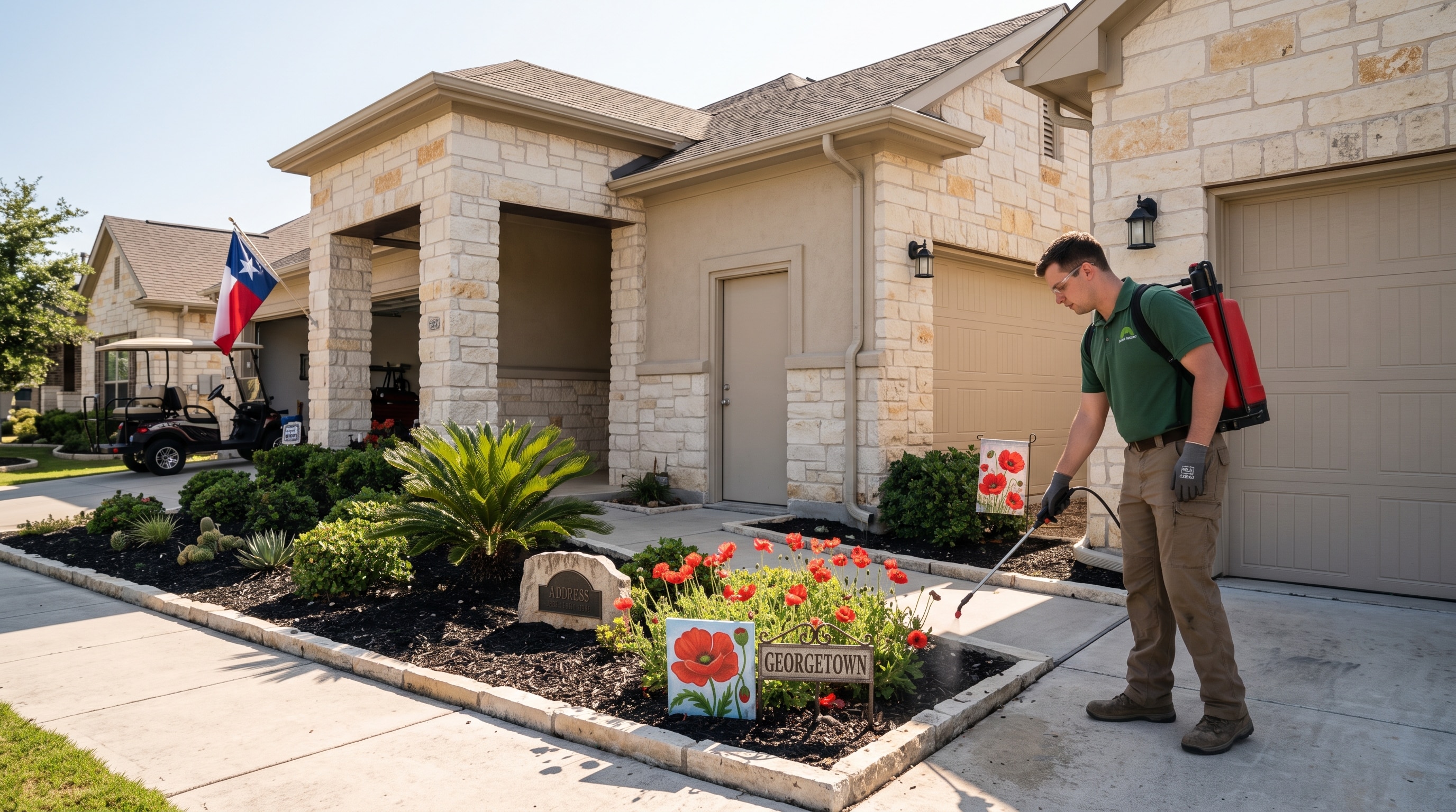 Pest Technician Treating a home in Georgetown